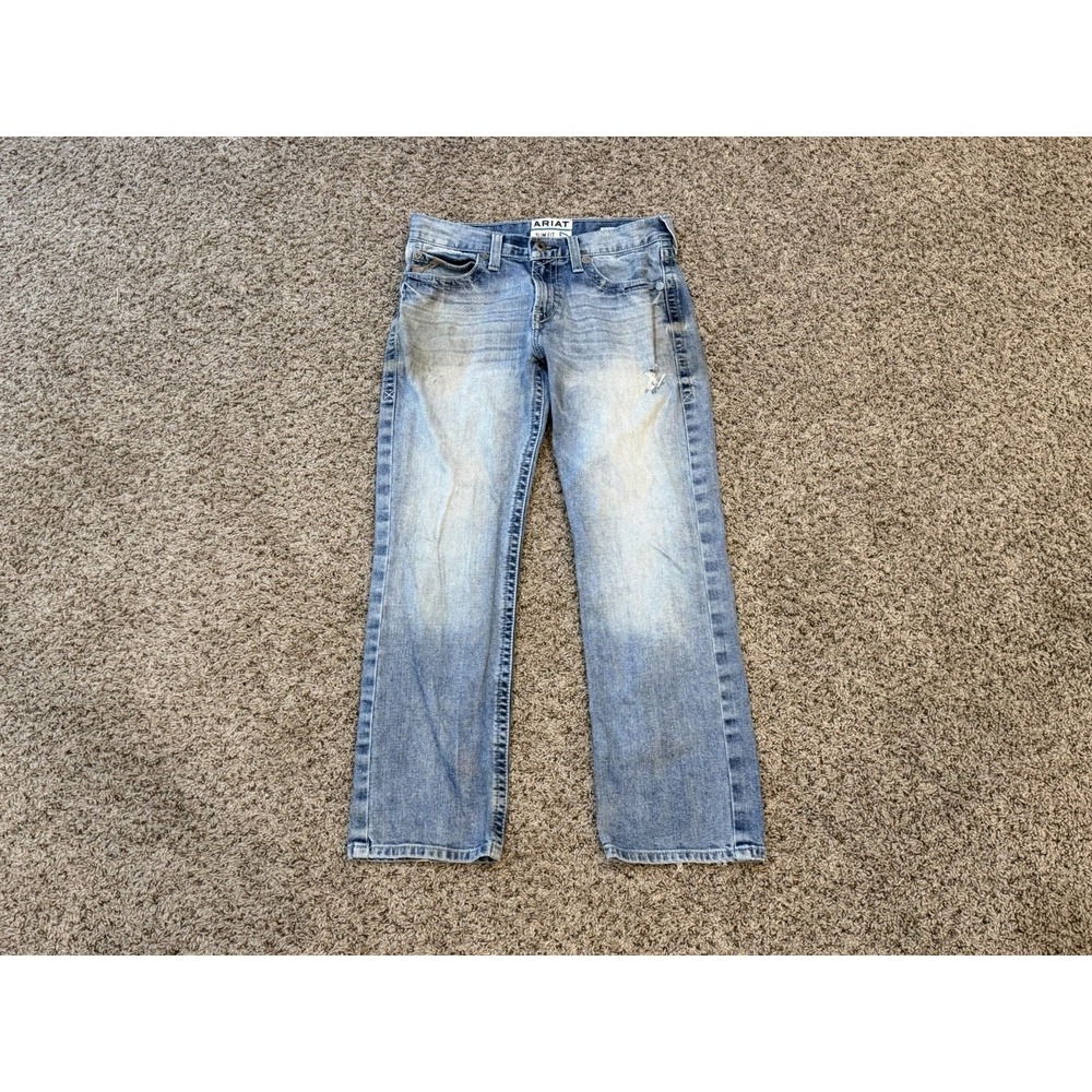 Ariat M7 Slim Fit Straight Leg Men Jeans Blue Denim 32x30 Medium Wash Distressed